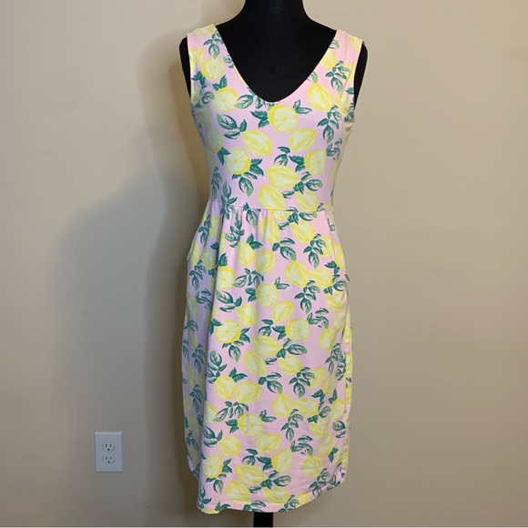 C&C CALIFORNIA Lemon Print Dress Pink Medium Knit Sleeveless - Picture 2 of 11